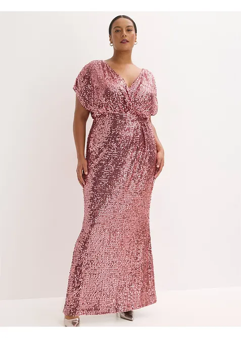 Paillettenkleid in lila von vorne (Totalaufnahme) - bonprix