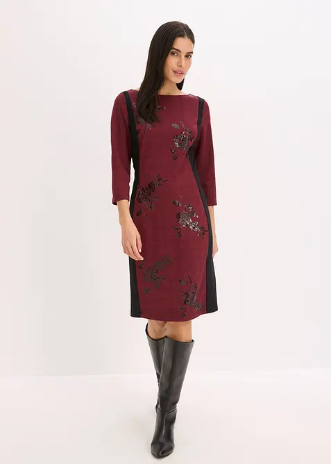 Etuikleid mit Paillettenstickerei in rot im Look von vorne (Totalaufnahme) - bonprix