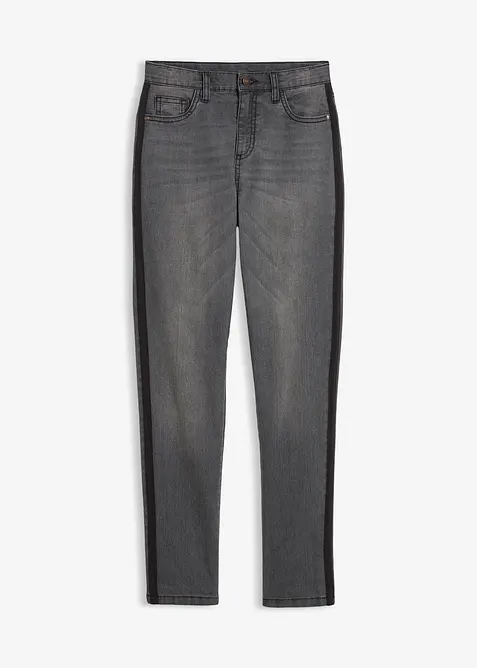 Thermojeans mit Jerseyfutter Mid Waist in grau von vorne - bonprix