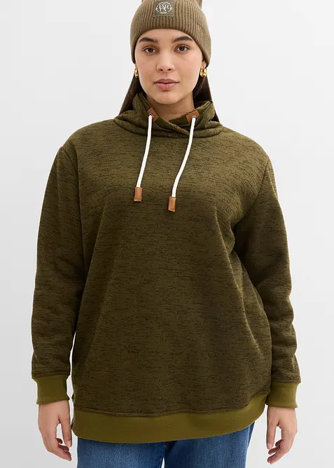 Long-Sweatshirt in grün von vorne (im Anschnitt) - bonprix