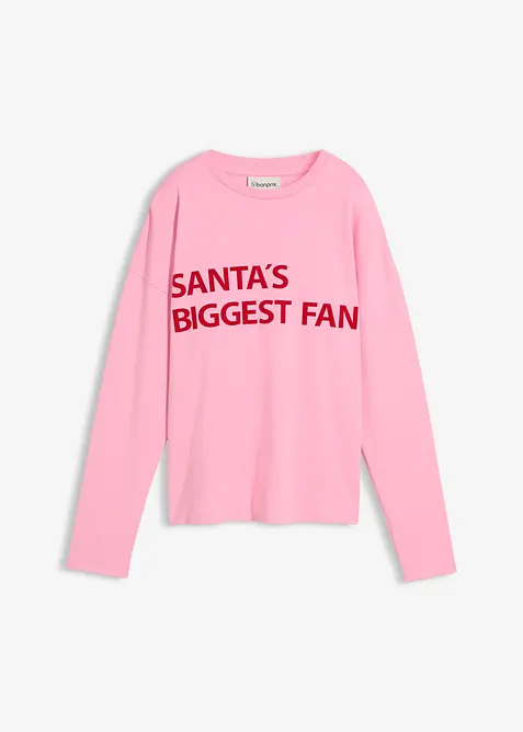 Oversize-Shirt aus Baumwolle in rosa von vorne - bonprix
