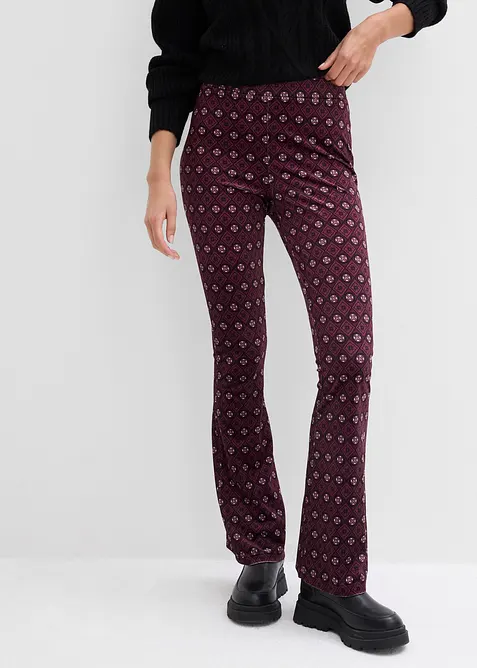 Ausgestellte Leggings aus softem Samt in rot von vorne - bonprix