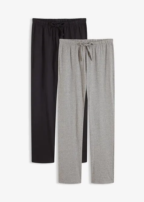 Pyjamahose mit Eingriffstaschen (2er Pack) in schwarz von vorne - bonprix