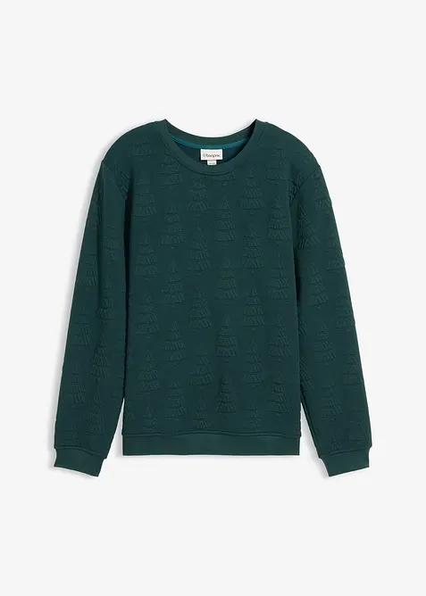 Weihnachtssweatshirt mit Tannenbaummotiv in grün von vorne - bonprix