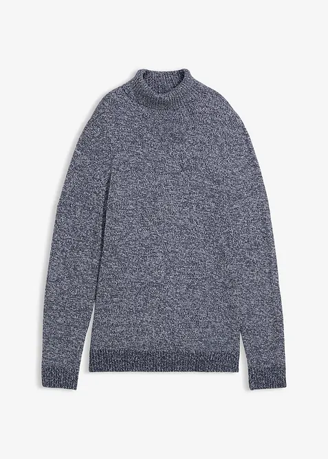Rollkragenpullover mit Baumwolle in blau von vorne - bonprix