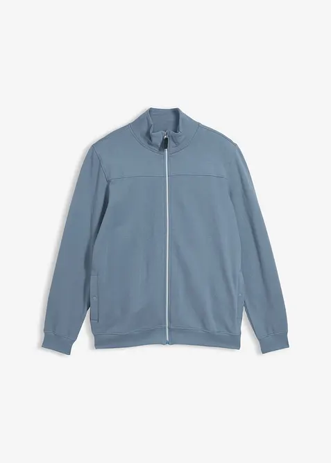 Sweatjacke aus weichem Baumwollmix in blau von vorne - bonprix