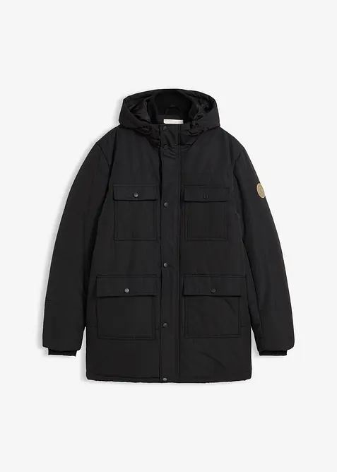 Funktions-Stepp-Parka mit praktischen Taschen, wasserabweisend in schwarz von vorne - bonprix