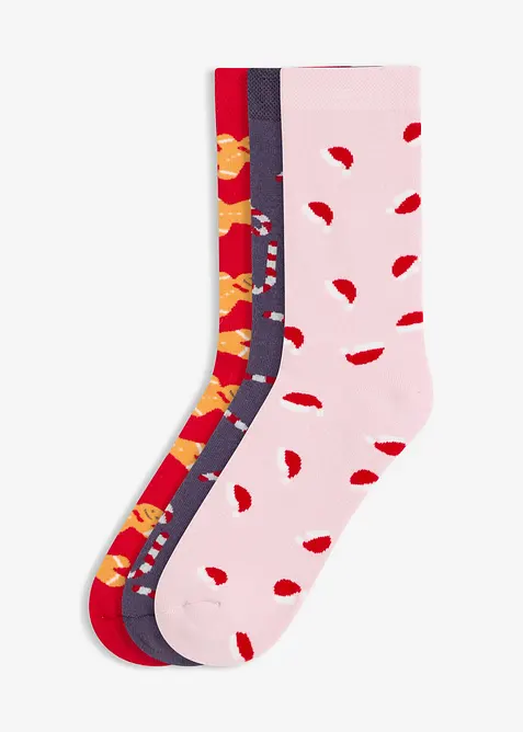 Thermosocken (3er Pack) in lila von vorne - bonprix
