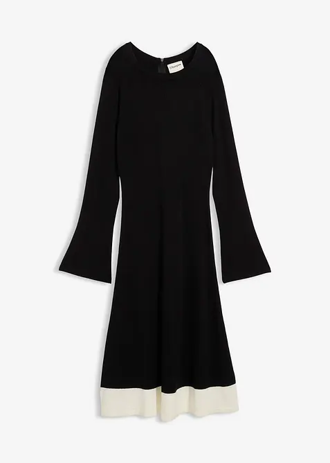 Strickkleid aus softem Viskose-Mix in schwarz von vorne - bonprix