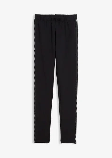 Thermo-Leggings mit Nietenband in schwarz von vorne - bonprix