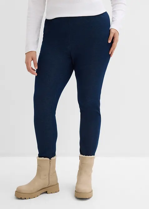 Thermo-Leggins in Jeansoptik in blau von vorne - bonprix