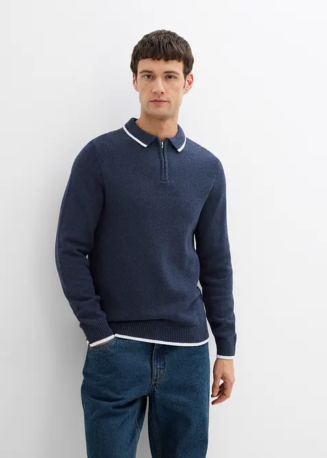 Pullover in Regular Fit in blau von vorne (im Anschnitt) - bonprix