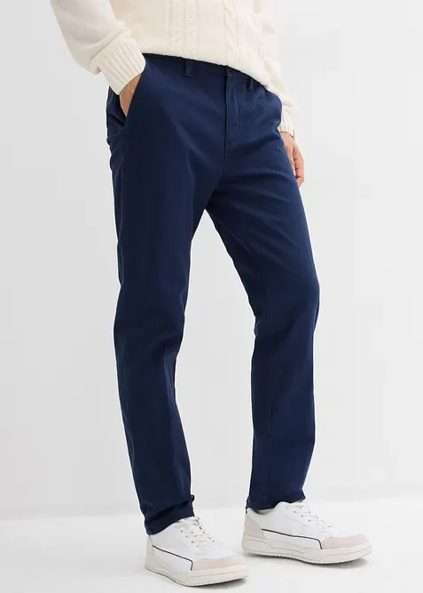 Regular Fit Chinohose mit Thermo-Flanellfutter, Tapered in blau von vorne - bonprix