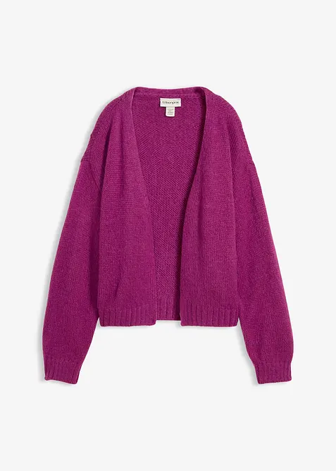 Verkürzte Oversize Grobstrickjacke in lila von vorne - bonprix