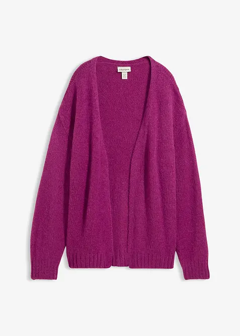 Oversize-Grobstrickjacke in lila von vorne - bonprix