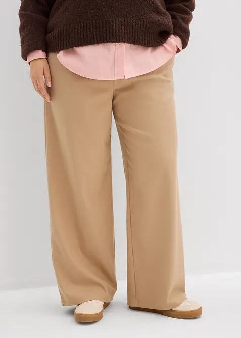 Hose in Wolloptik aus Viskose-Mix in beige von vorne - bonprix