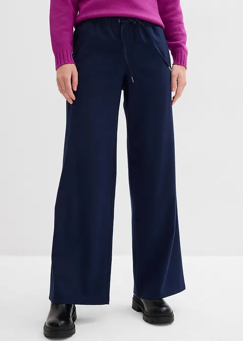 Hose in Wolloptik aus Viskose-Mix in blau von vorne - bonprix