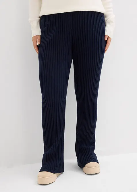 Strickhose aus softem Viskose-Mix in blau von vorne - bonprix