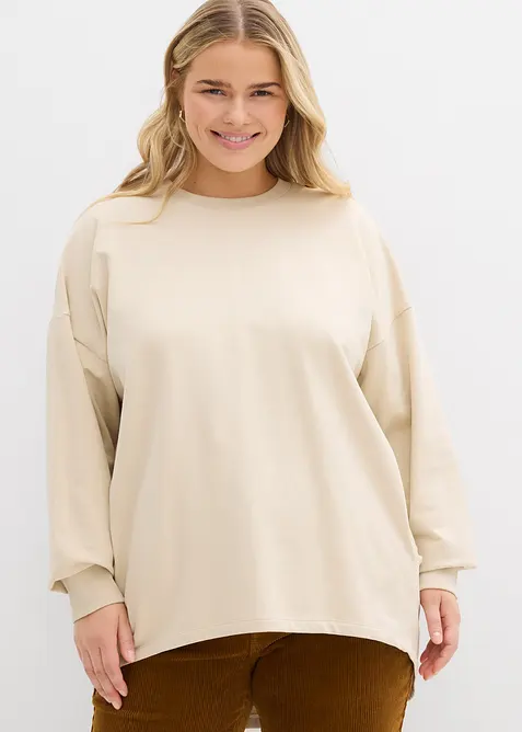 Oversize Sweatshirt in beige von vorne (im Anschnitt) - bonprix
