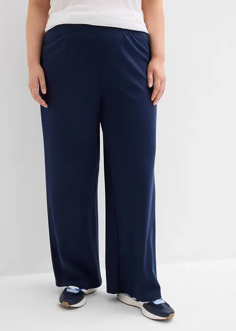 Marlenehose aus bequemen Punto di Roma in blau von vorne - bonprix
