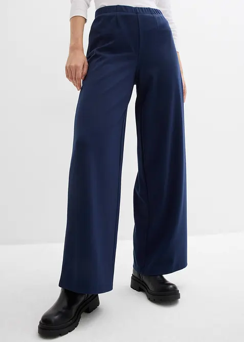 Marlenehose aus bequemen Punto di Roma in blau von vorne - bonprix