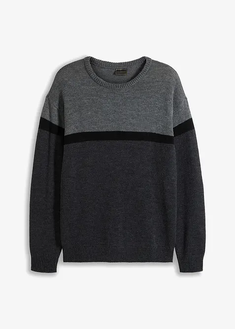 Feinstrickpullover in Regular Fit in grau von vorne - bonprix