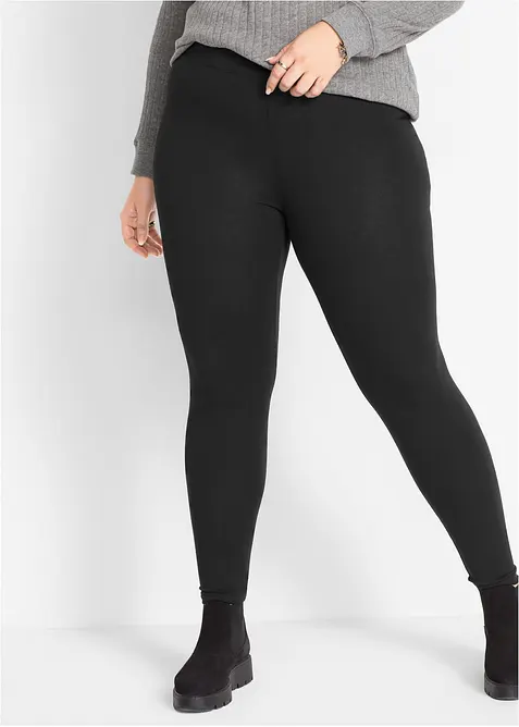 Leggings aus Baumwoll-Mix in schwarz von vorne - bonprix