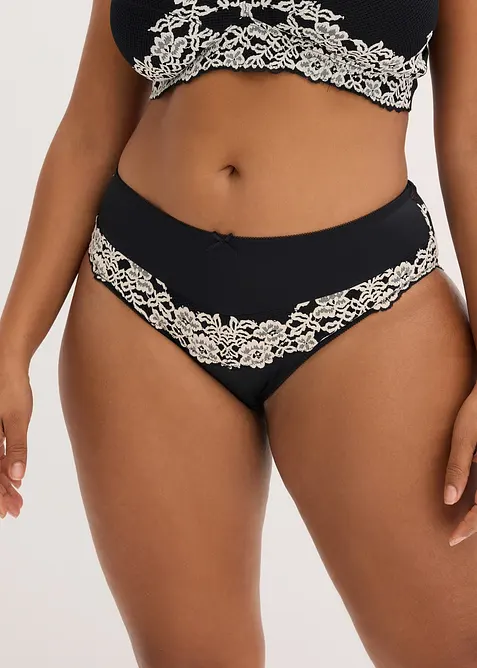 Maxislip mit zarter Spitze in schwarz von vorne - bonprix
