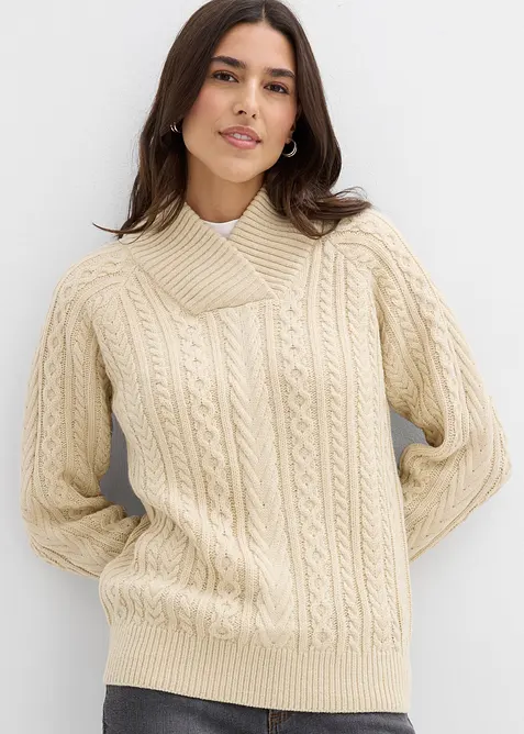 Pullover in beige von vorne (im Anschnitt) - bonprix