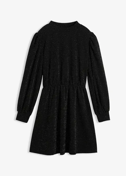 Glitzerkleid aus fester Interlock-Qualität in schwarz von vorne - bonprix