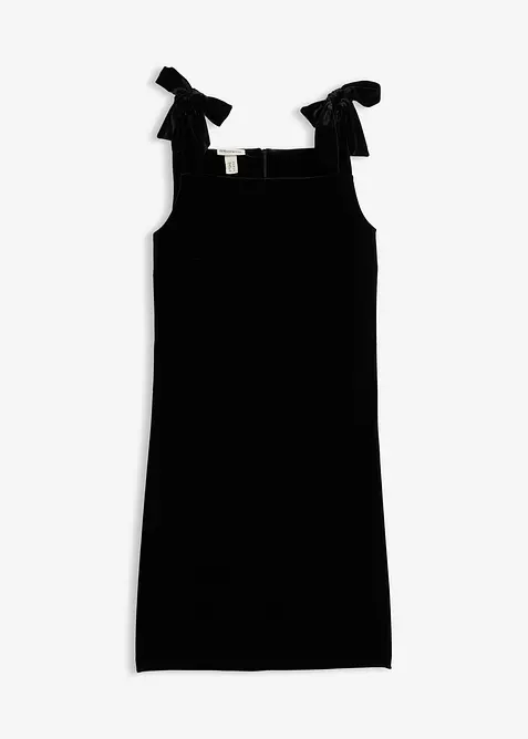 Minikleid aus softem Samt in schwarz von vorne - bonprix