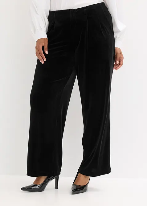 Hose aus softem Samt in schwarz von vorne - bonprix