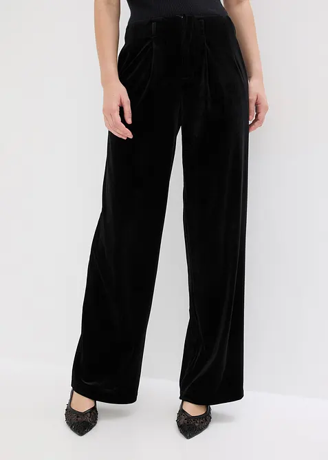 Hose aus softem Samt in schwarz von vorne - bonprix
