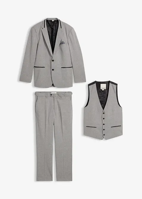 Anzug mit Weste in Regular Fit (3-tlg.Set) in grau von vorne - bonprix