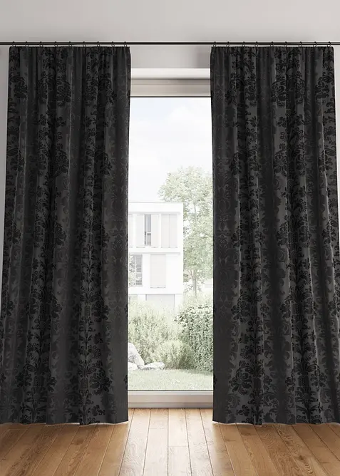 Abdunkelnder Vorhang aus gewebtem Jacquard, in vielen Größen (1er Pack) in schwarz - bonprix