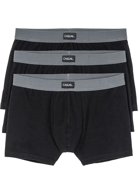 Boxershorts eng mit Baumwolle (3er Pack) in schwarz von vorne - bonprix