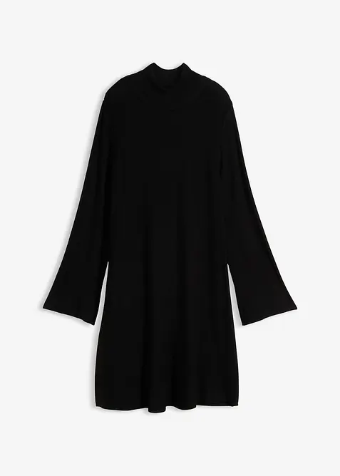 Strickkleid aus softem Viskose-Mix in schwarz von vorne - bonprix
