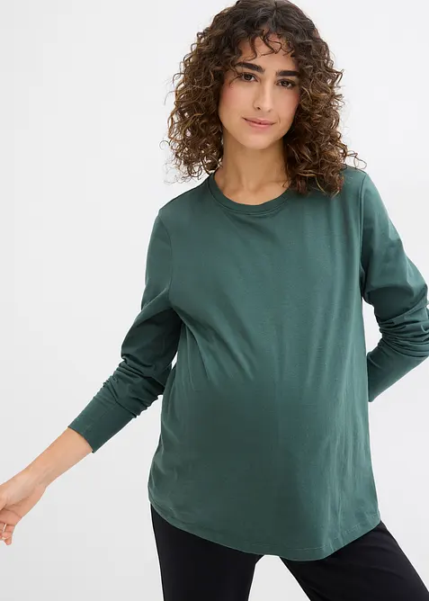 Umstands- und Stillshirts aus Bio-Baumwolle (2er Pack) in grün von vorne (im Anschnitt) - bonprix