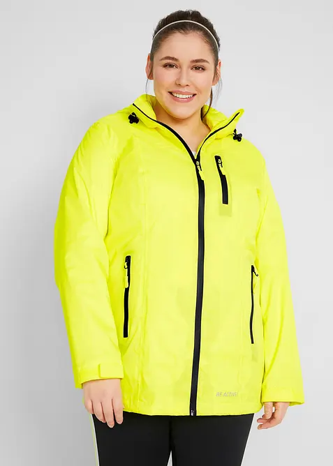 wasserabweisende, reflektierende Funktions-Jacke in gelb von vorne (im Anschnitt) - bonprix