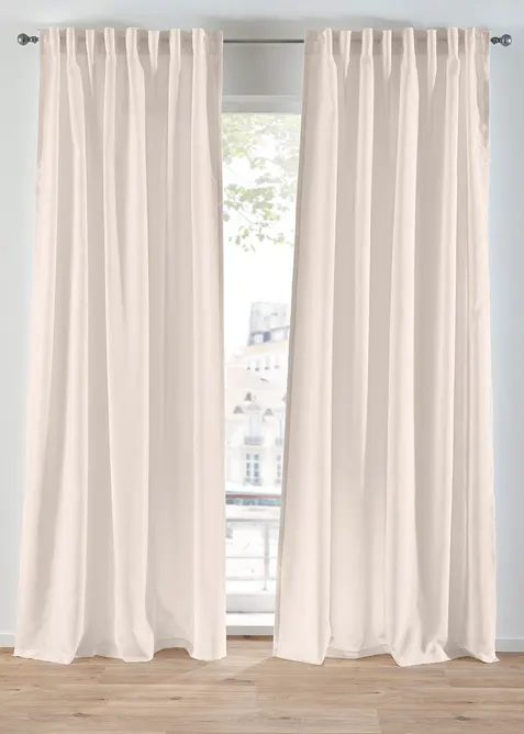Halbtransparente Vorhänge aus recyceltem Polyester (2er Pack) in beige - bonprix