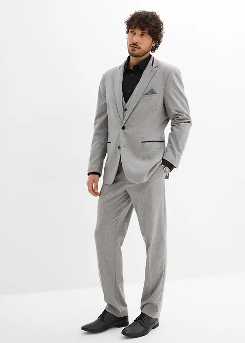 Anzug mit Weste in Regular Fit (3-tlg.Set) in grau von vorne (Totalaufnahme) - bonprix