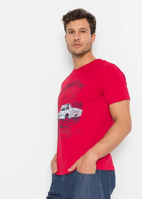 T-Shirt (3er Pack) in blau von vorne (im Anschnitt) - bonprix