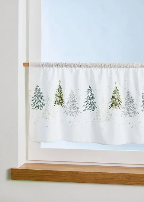 Scheibengardine mit Tannenbaum-Stickerei in weiß - bonprix