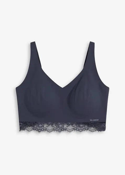 Wattiertes Feel Comfort Seamless Bralette in blau von vorne - bonprix