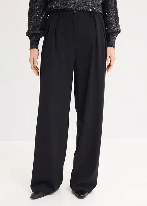 Marlenehose mit elastischem Bund in schwarz von vorne - bonprix