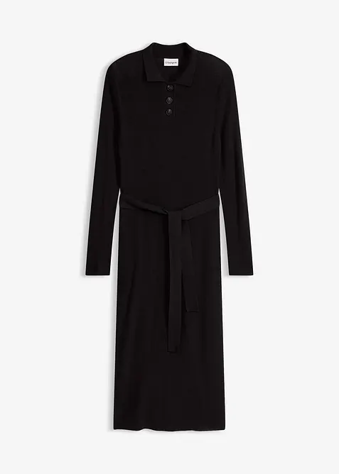 Ripp-Strickkleid aus Viskose-Mix in schwarz von vorne - bonprix