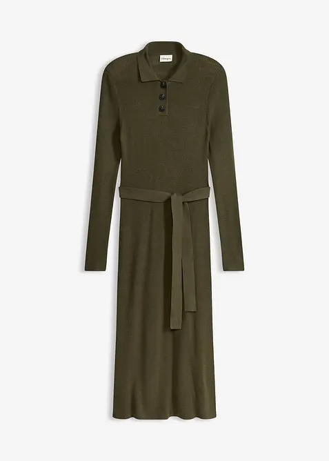 Ripp-Strickkleid aus Viskose-Mix in grün von vorne - bonprix