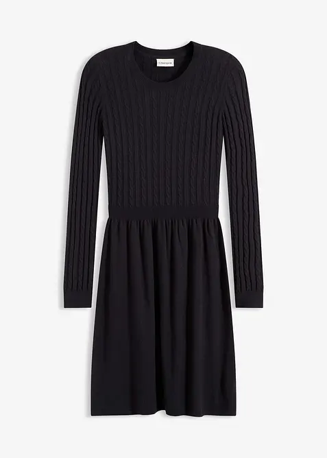 Strickkleid aus Viskose-Mix in schwarz von vorne - bonprix