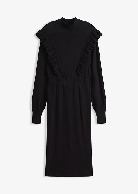 Strickkleid aus Viskose-Mix in schwarz von vorne - bonprix