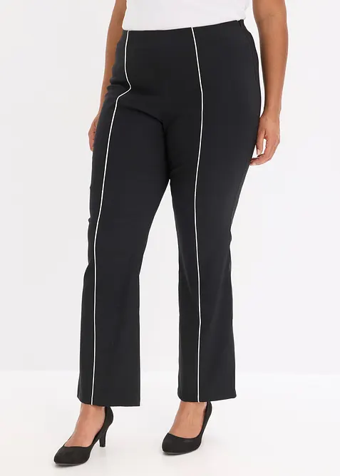 Stretch-Hose flared aus Bengalin in schwarz von vorne - bonprix